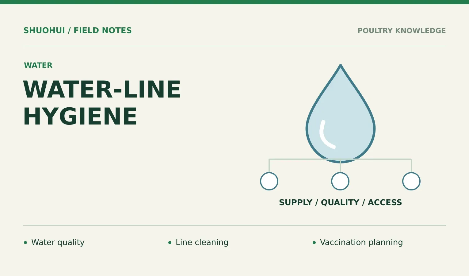 Water-Line Hygiene: Water quality, Line cleaning, Vaccination planning. Knowledge diagram for the article.