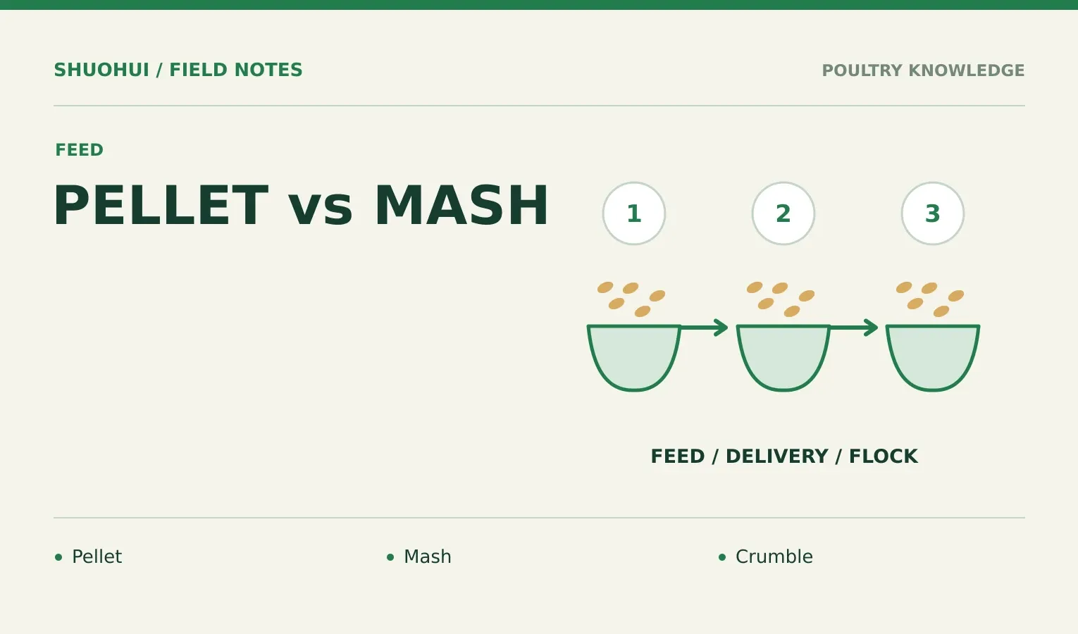 Pellet Vs Mash: Pellet, Mash, Crumble. Knowledge diagram for the article.
