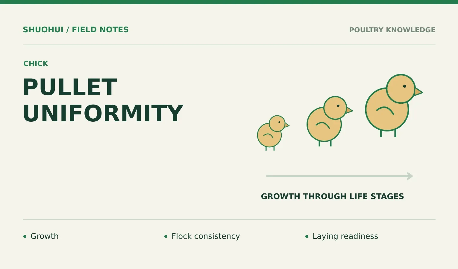 Pullet Uniformity: Growth, Flock consistency, Laying readiness. Knowledge diagram for the article.