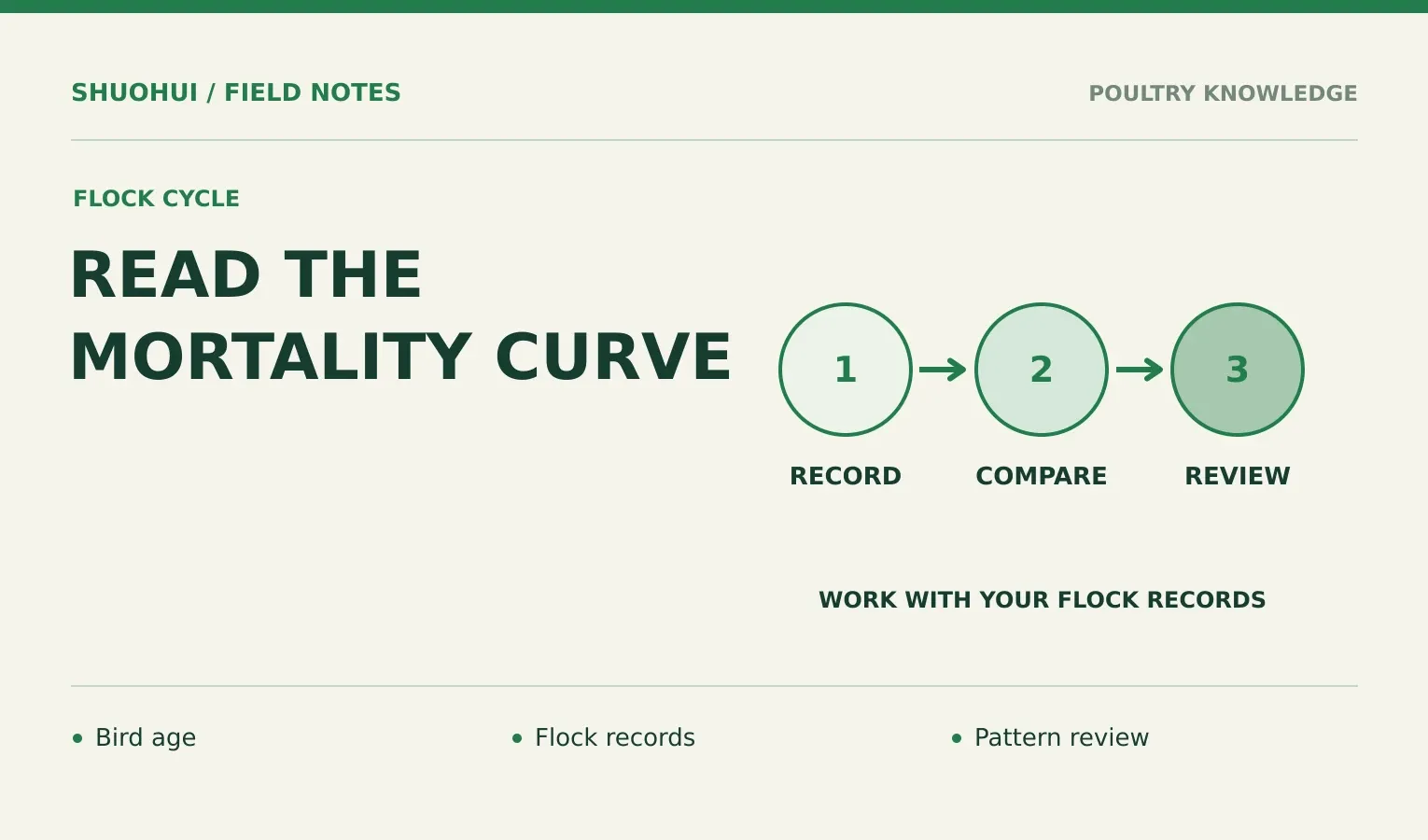 Read The Mortality Curve: Bird age, Flock records, Pattern review. Knowledge diagram for the article.