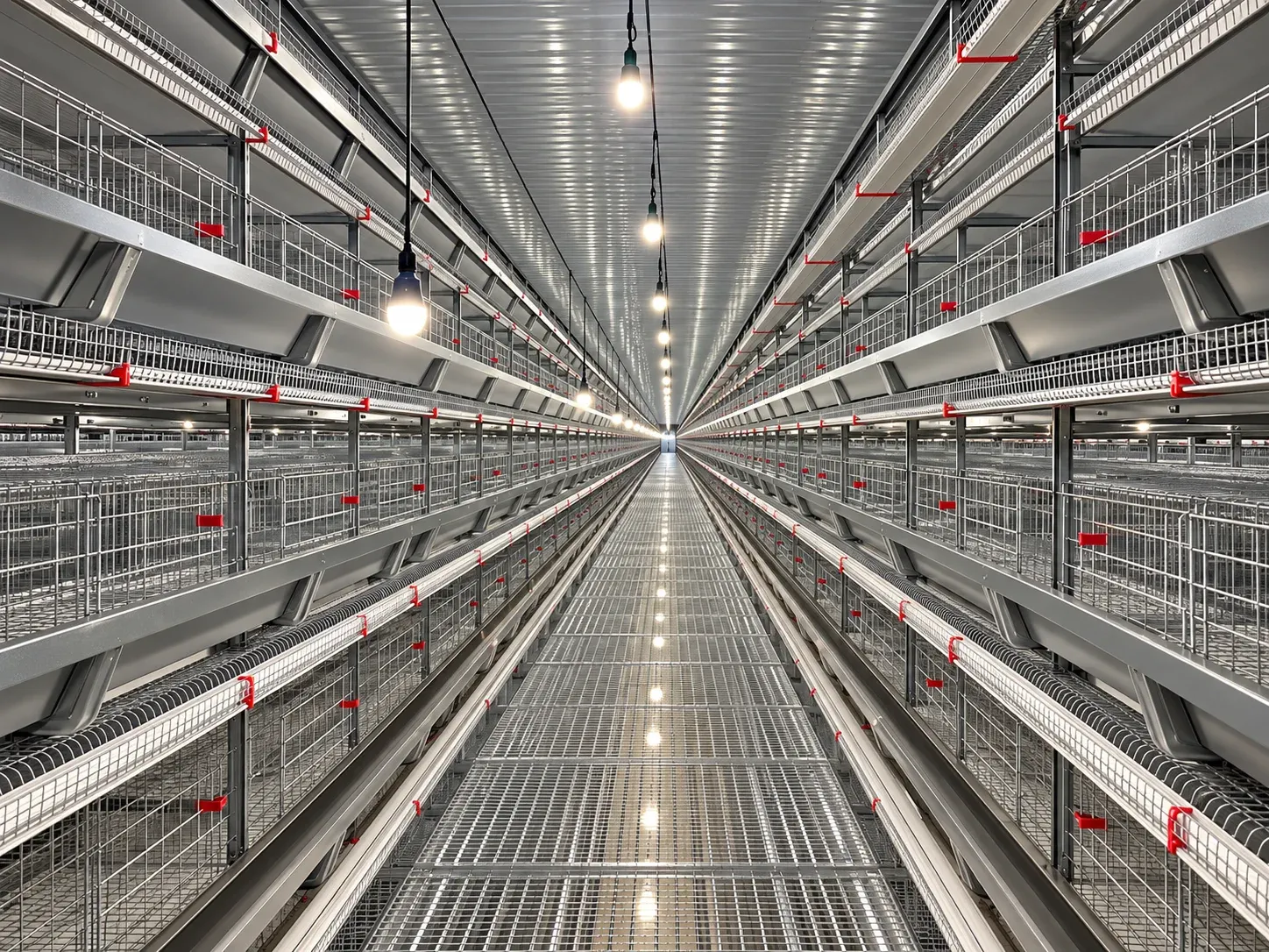 Lighting arranged along tiered housing equipment