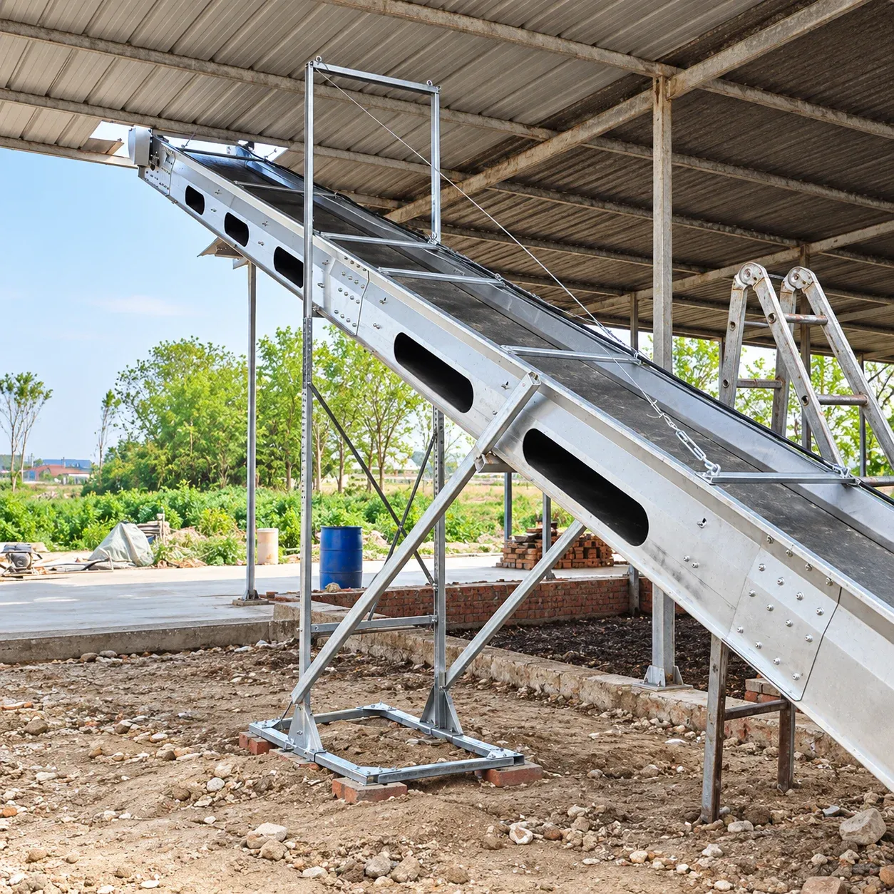 Manure-transfer conveyor installation