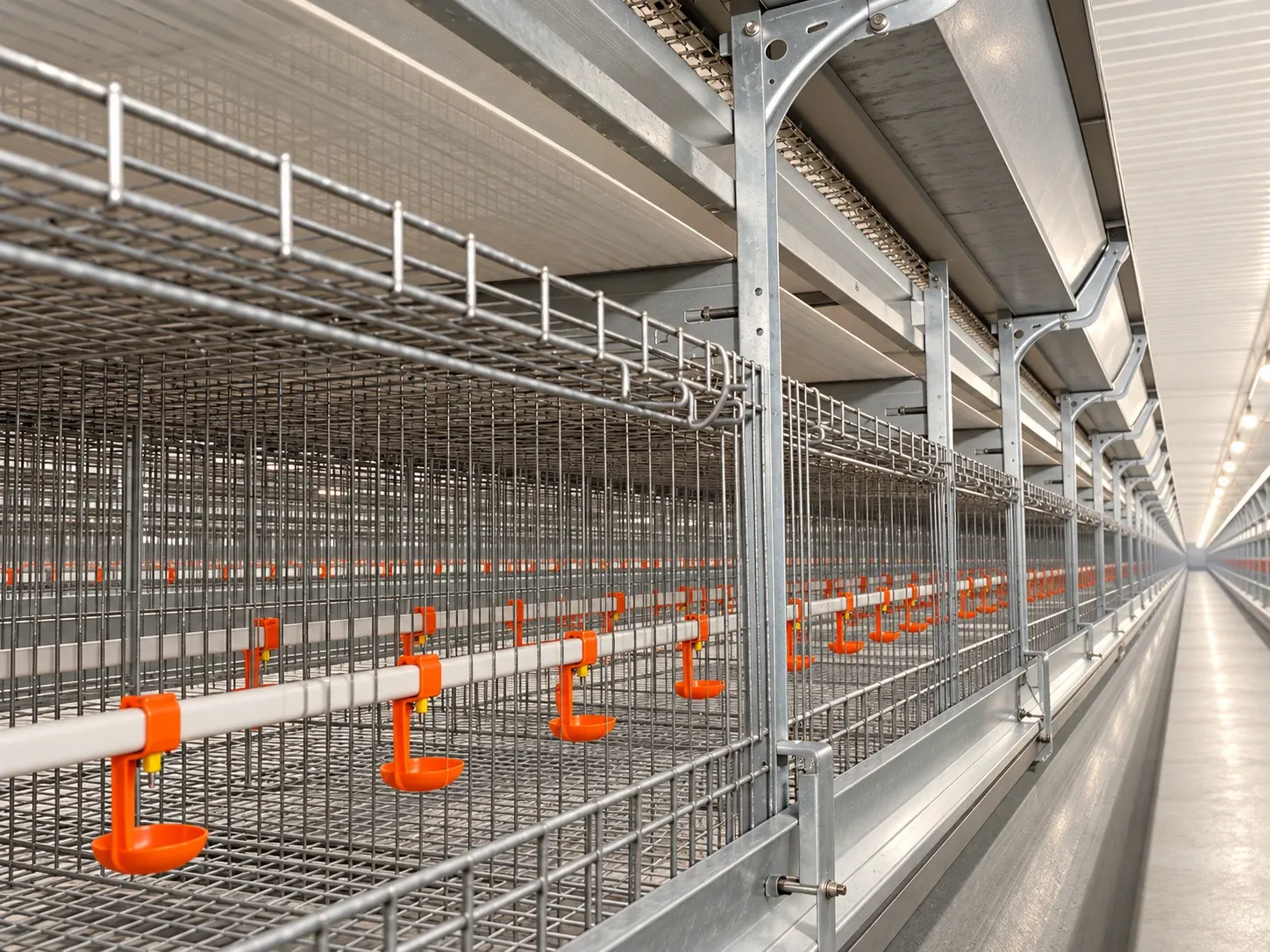 Drinking cups along a rearing-cage tier